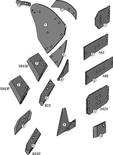 Explosionszeichnung Lemken Pflugkörper Typ C40